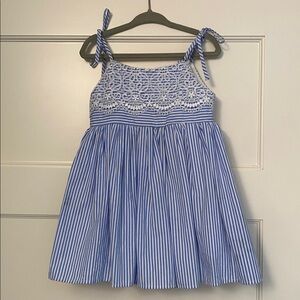 Nordstrom Popatu Blue and White Striped cotton dress 12 months